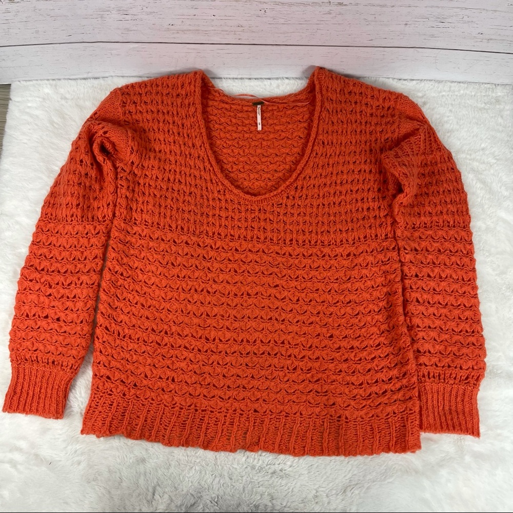 Free People Crashing Waves Red Sweater - Picture 4 of 12